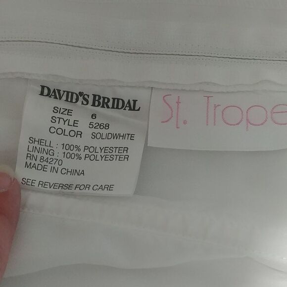David's Bridal 2003 White Strapless Princess Wedding Dress Embriodered Dress 6 - Picture 11 of 15